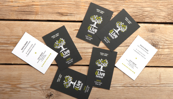 OLIVE FOREVER 橄欖油包裝標(biāo)簽設(shè)計(jì)，名片設(shè)計(jì)，宣傳卡片設(shè)計(jì)