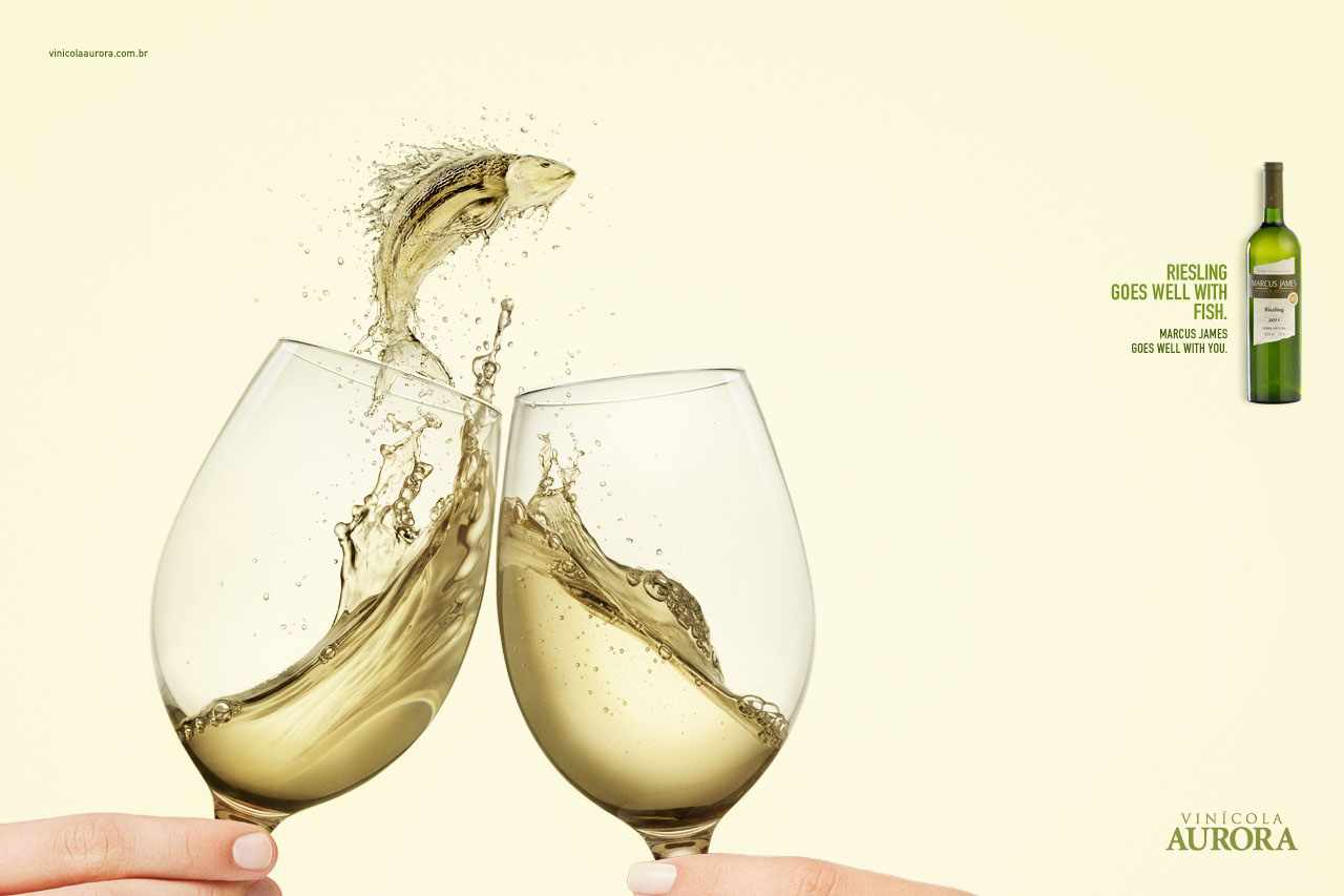 上海廣告設(shè)計公司公司國外Aurora Wines 氣泡酒葡萄酒平面廣告創(chuàng)意設(shè)計欣賞-魚篇