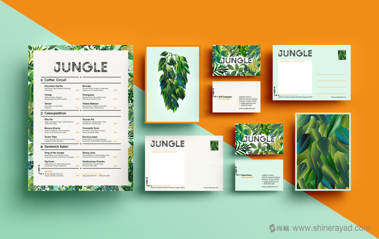 植物化品牌設計作品-JUNGLE 叢林咖啡連鎖店品牌VI形象設計-上海品牌VI設計公司1