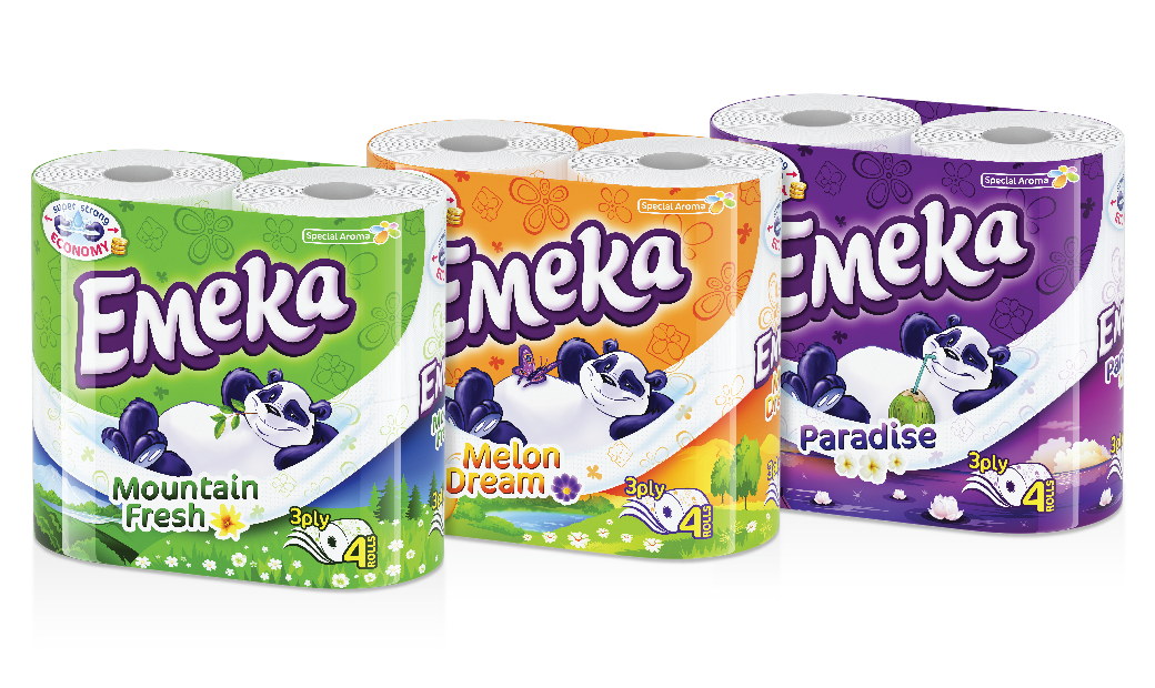 Emeka卡通熊貓版餐巾紙衛(wèi)生卷紙包裝設計-上海包裝設計公司設計分享1