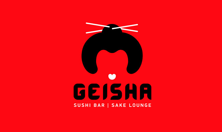 Geisha 藝伎壽司店餐飲logo設(shè)計-上海餐飲VI設(shè)計公司1-紅底logo