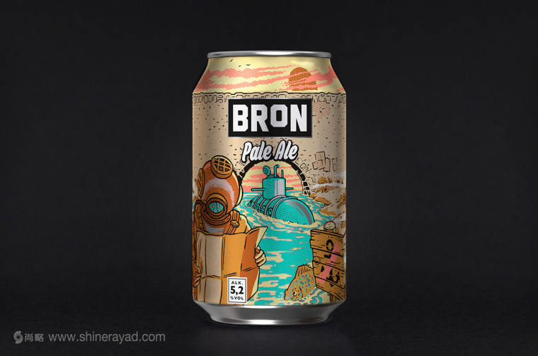 Bron 兄弟啤酒易拉潛水罐插畫包裝設計-上海包裝設計公司包裝設計欣賞1