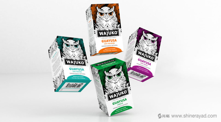 厄瓜多爾Wajuko 貓頭鷹插畫設(shè)計風格茶葉包裝設(shè)計5