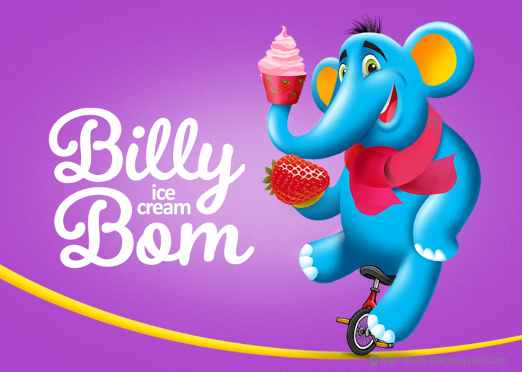 Billy Bom 冰淇淋調皮卡通小象動物品牌包裝設計品牌形象設計2