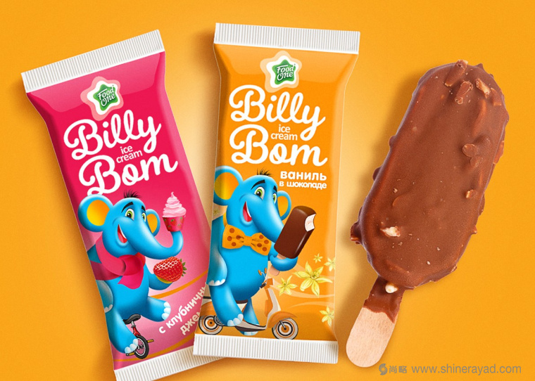Billy Bom 冰淇淋調皮卡通小象動物品牌包裝設計品牌形象設計4
