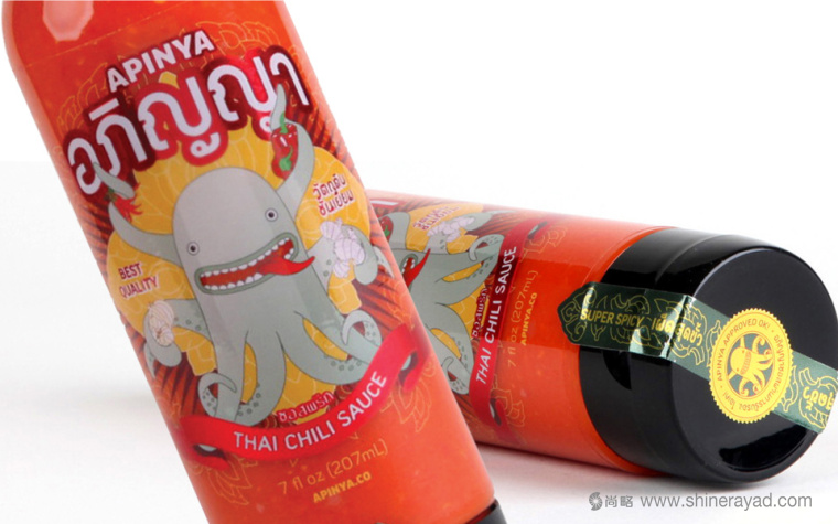 泰國(guó)辣醬apinya品牌小章魚核心視覺品牌形象塑造1-包裝設(shè)計(jì)