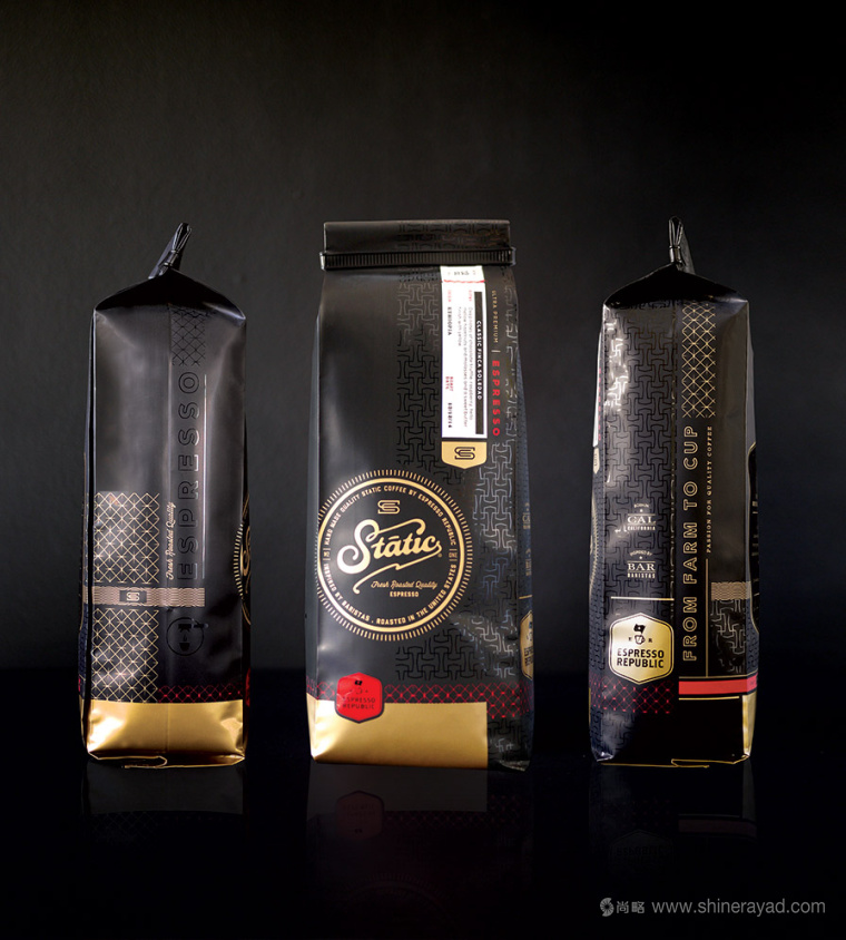 Static Coffee 袋裝咖啡豆咖啡紅黑包裝設計2