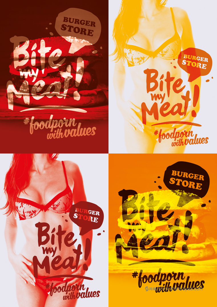Bite My Meat 漢堡概念餐廳品牌VI視覺形象設(shè)計“女性身體篇”-上海品牌設(shè)計公司