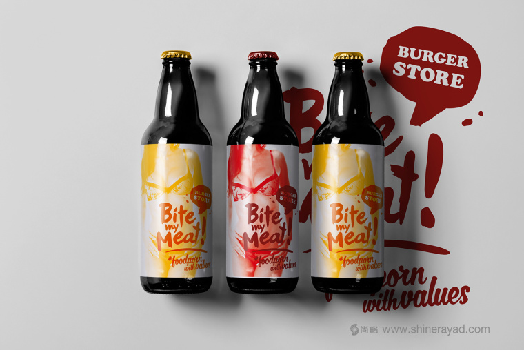 Bite My Meat 漢堡概念餐廳品牌VI視覺形象設(shè)計“女性身體篇”-上海品牌設(shè)計公司