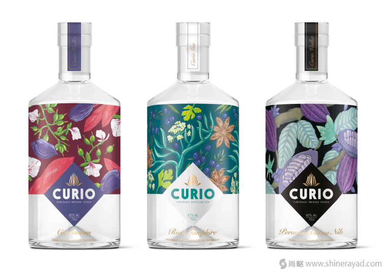 國(guó)外手繪植物花卉插畫風(fēng)格洋酒包裝設(shè)計(jì)-curio杜松子酒和伏特加酒包裝設(shè)計(jì)2 國(guó)外手繪植物花卉插畫風(fēng)格洋酒包裝設(shè)計(jì)-curio杜松子酒和伏特加酒包裝設(shè)計(jì)2