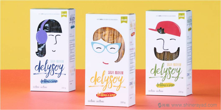 充滿俏皮風格的DELYSOY 面條面食包裝設(shè)計欣賞-上海食品包裝設(shè)計公司 充滿俏皮風格的DELYSOY 面條面食包裝設(shè)計欣賞-上海食品包裝設(shè)計公司