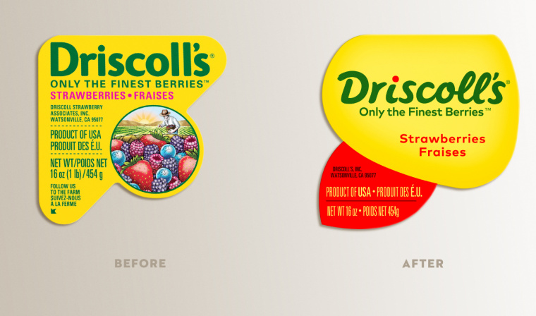 Driscoll''s 漿果新品牌形象設(shè)計草莓藍莓樹莓黑莓水果農(nóng)產(chǎn)品包裝標簽新舊對比-上海包裝設(shè)計公司