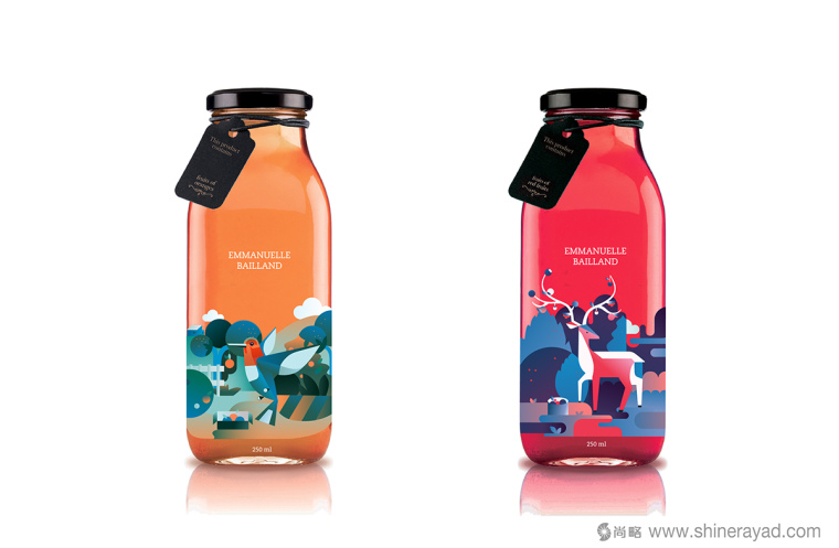 上海包裝設(shè)計公司設(shè)計欣賞：de jus 有機(jī)果汁飲料包裝設(shè)計與動物風(fēng)景插畫設(shè)計1