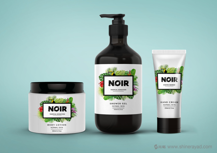 熱帶雨林插畫 NOIR 清潔美容產品化妝品包裝設計-上海包裝設計公司1