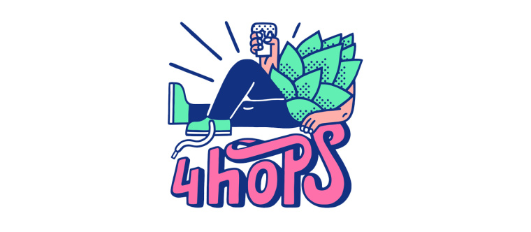 4Hops 啤酒酒吧logo設(shè)計(jì)餐廳VI形象線條插畫設(shè)計(jì)-上海logo設(shè)計(jì)公司設(shè)計(jì)收藏1