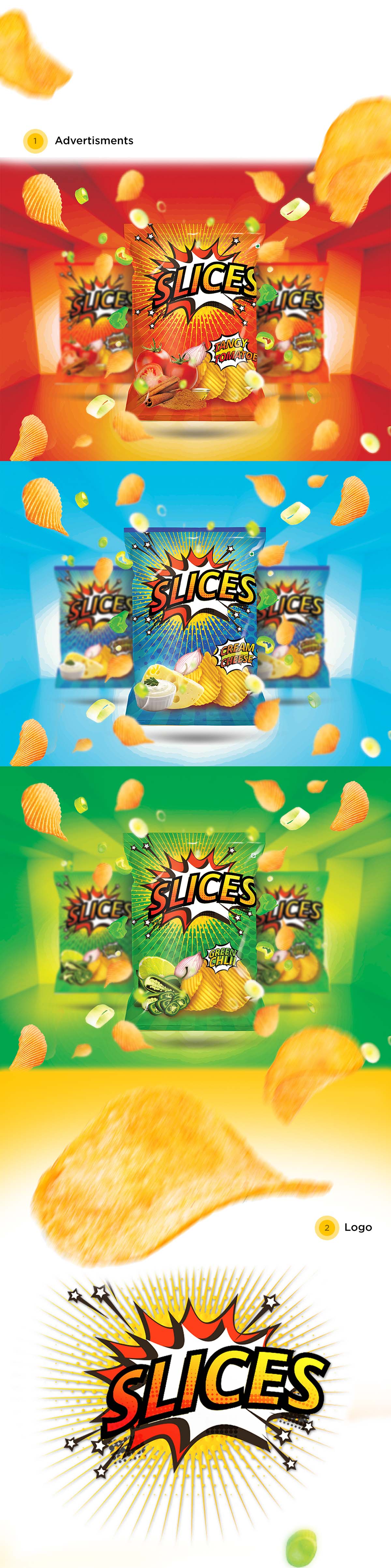 讓味覺尖叫的Slices 切片薯片品牌logo設計包裝設計-上海食品包裝設計公司