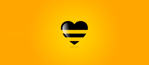 表達(dá)愛(ài)情愛(ài)心的心形logo設(shè)計(jì)-BEEHEART 蜜蜂+心 表達(dá)愛(ài)情愛(ài)心的心形logo設(shè)計(jì)-BEEHEART 蜜蜂+心