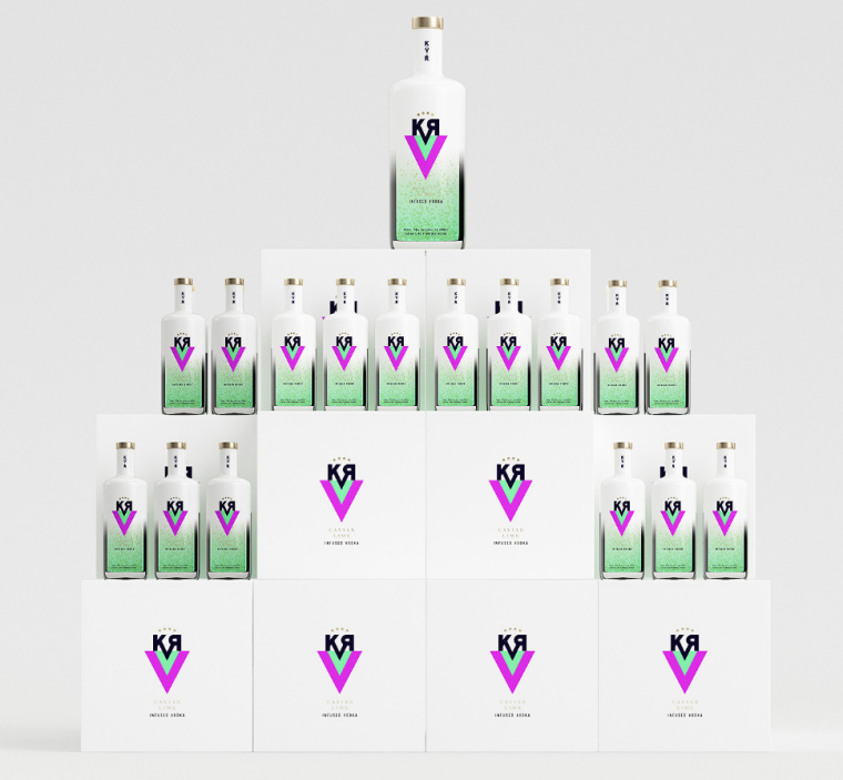 KVR酒精飲料品牌設計包裝設計，互補色箭頭符號，讓包裝超有識別性