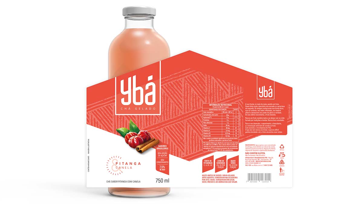 引用神話色彩和水果結(jié)合的Ybá冰茶飲料包裝設(shè)計欣賞