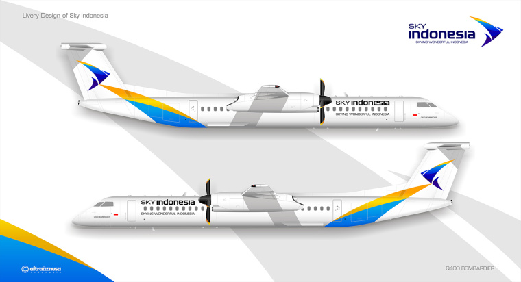 SKY INDONESIA航空公司箭鳥logo設計-飛機涂裝設計 SKY INDONESIA航空公司箭鳥logo設計-飛機涂裝設計