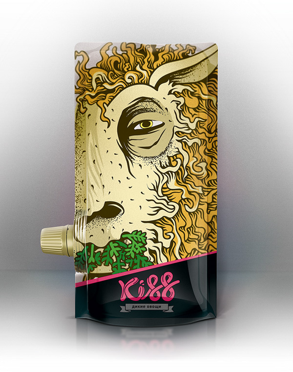 kiss人物夸張插畫果蔬泥包裝設(shè)計(jì)-上海包裝設(shè)計(jì)公司國(guó)外創(chuàng)意包裝欣賞
