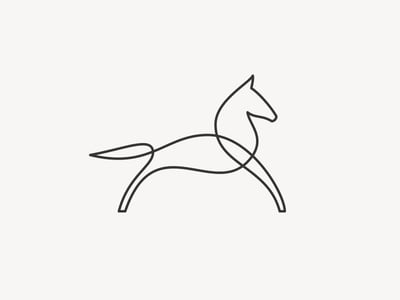簡單的黑色線條的馬logo設計