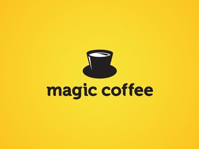 黃色背景加咖啡杯的logo設(shè)計