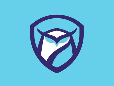 藍(lán)色貓頭鷹加盾牌logo設(shè)計(jì)