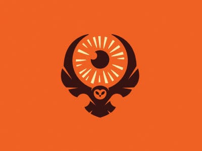 展翅貓頭鷹加眼睛logo設(shè)計(jì)