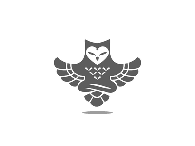 灰色展翅冥想的貓頭鷹logo設(shè)計(jì)