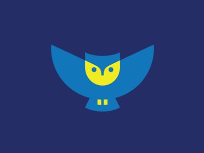 藍(lán)加金色的打開(kāi)翅膀的貓頭鷹logo設(shè)計(jì)