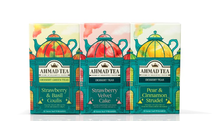 國外茶葉包裝設計欣賞：ahmad tea 甜點茶金字塔系列包裝設計
