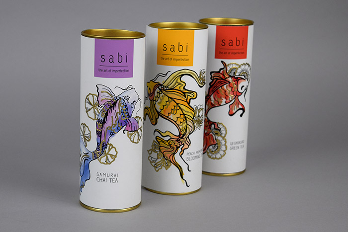 Sabi日本茶錦鯉魚插圖罐裝茶葉包裝設計-上海包裝設計公司設計欣賞