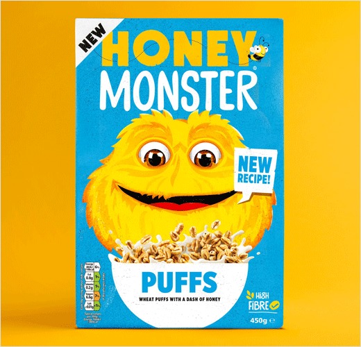 Honey Monster 蜜蜂怪物圖形早餐麥片新包裝設(shè)計(jì)品牌設(shè)計(jì) Honey Monster 蜜蜂怪物圖形早餐麥片新包裝設(shè)計(jì)品牌設(shè)計(jì)