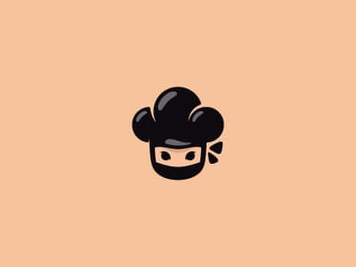 黑忍者廚師logo設(shè)計(jì)