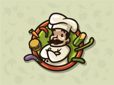食物項(xiàng)圈加廚師logo設(shè)計(jì)
