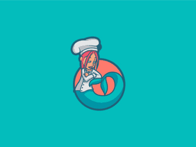 美人魚加圓圈的廚師logo設(shè)計(jì)