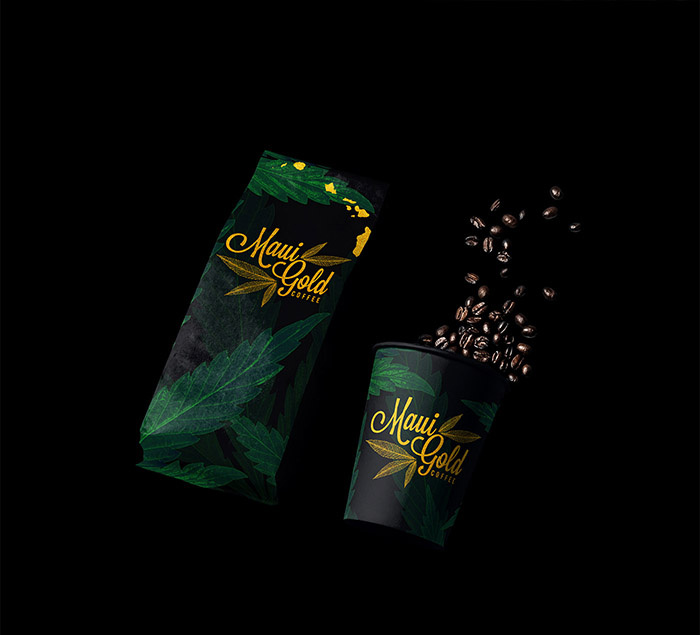 黃金大麻咖啡袋裝及咖啡飲料包裝設(shè)計,感受夏威夷島嶼文化 黃金大麻咖啡袋裝及咖啡飲料包裝設(shè)計,感受夏威夷島嶼文化