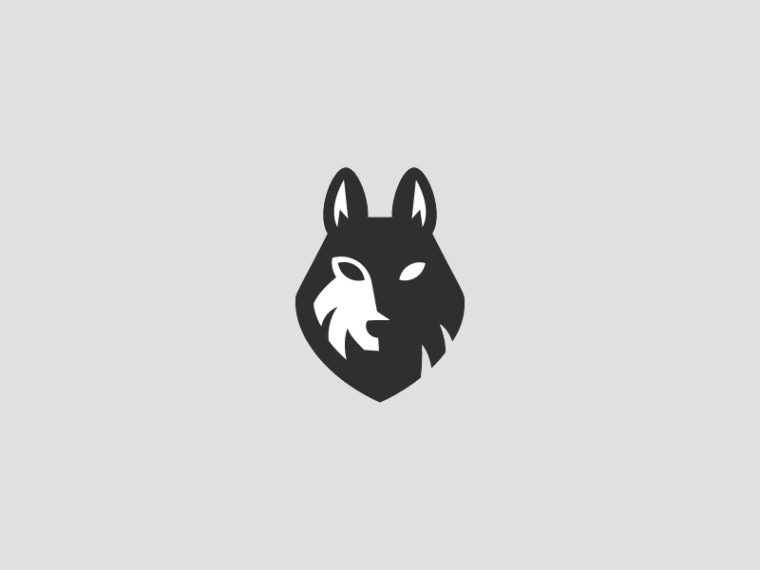 簡單的黑白狼logo設計-上海logo設計公司靈感