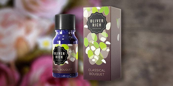 Oliver Rich 香薰精油油包裝設(shè)計(jì)，漂浮在空氣的抽象花瓣插畫設(shè)計(jì)