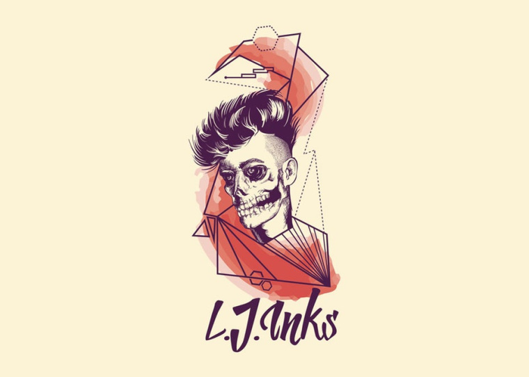 服裝公司LJINKS用朋克搖滾頭骨標志logo設計