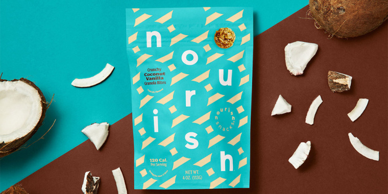 Nourish健康零食食品品牌包裝設(shè)計(jì)，色彩斑斕的條紋色塊來傳遞樂趣