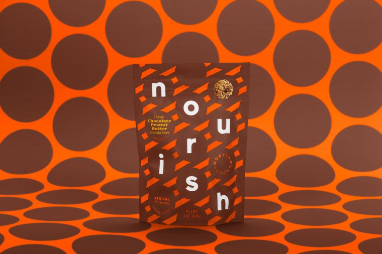Nourish健康零食食品品牌包裝設(shè)計(jì)，色彩斑斕的條紋色塊來傳遞樂趣