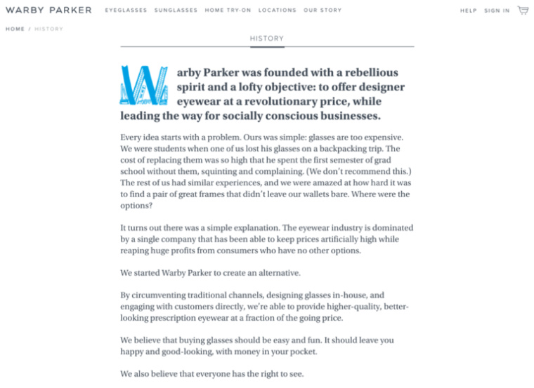 Warby Parker改變了很多人購買眼鏡的方式，并把他們的故事分享出來。