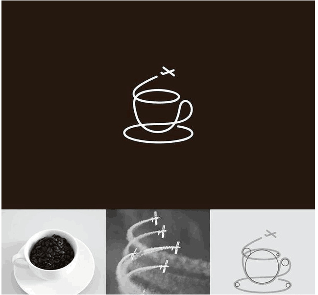 logo設(shè)計(jì)過(guò)程圖示揭示logo設(shè)計(jì)靈感-咖啡杯飛機(jī)logo設(shè)計(jì)靈感 logo設(shè)計(jì)過(guò)程圖示揭示logo設(shè)計(jì)靈感-咖啡杯飛機(jī)logo設(shè)計(jì)靈感