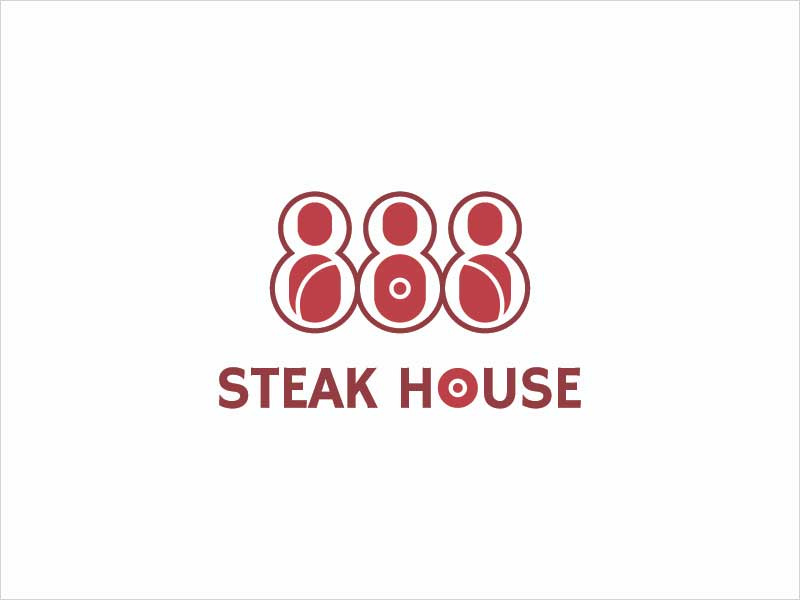  2018年的現(xiàn)代餐廳標志設計-888牛排館標志設計