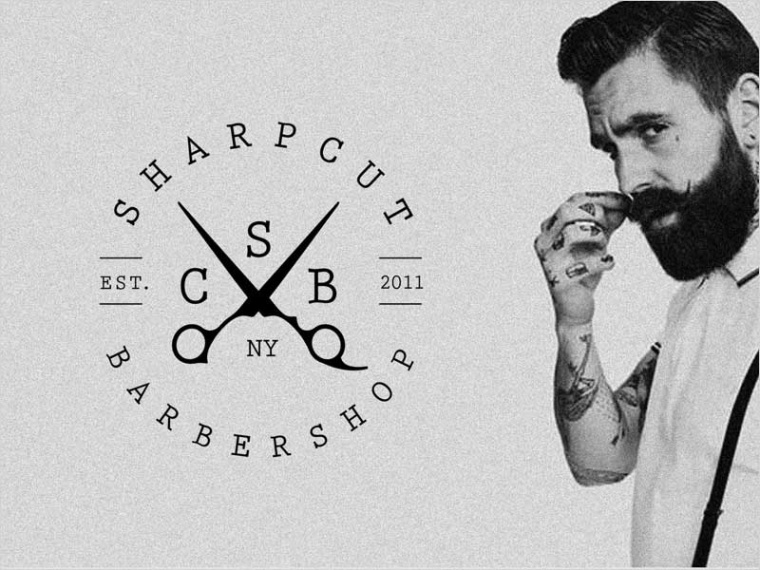 Sharpcut理發(fā)店標(biāo)志設(shè)計(jì)