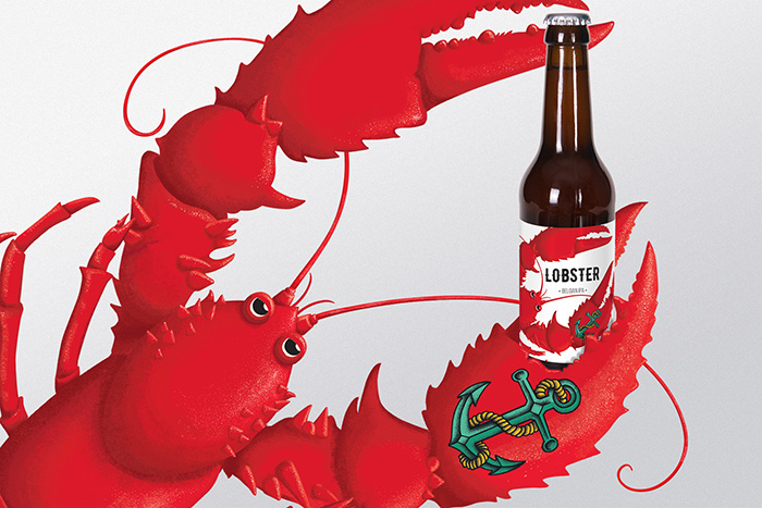 新人類啤酒包裝標(biāo)簽設(shè)計(jì)“龍蝦”插畫篇-上海包裝設(shè)計(jì)公司
