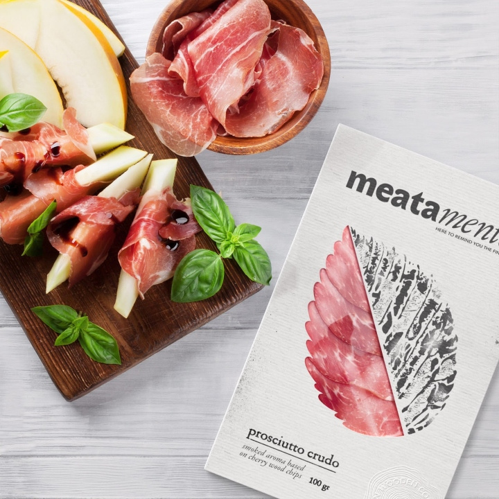 Meatamento熏肉包裝設(shè)計，采用葉子造型的開窗紙盒設(shè)計