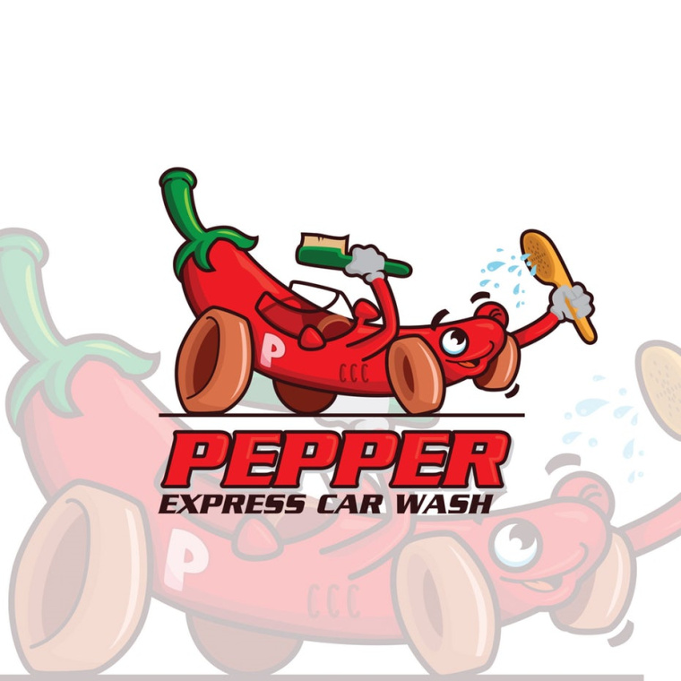 Pepper Express Car Wash的這個標(biāo)志logo設(shè)計很響亮